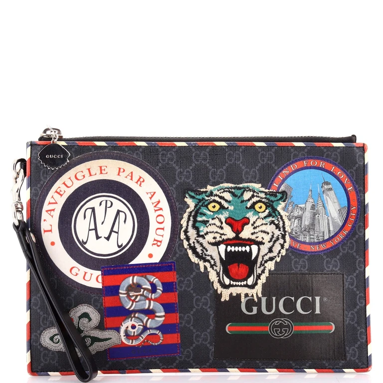 Night Courrier Pouch GG Coated Canvas with Applique
