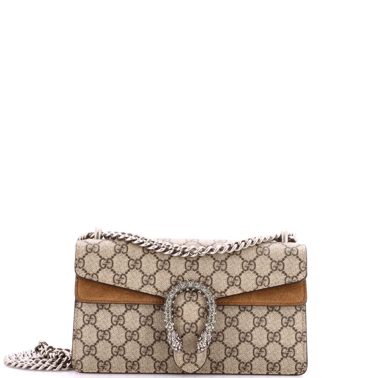 Dionysus Bag GG Coated Canvas with Crystal Embellished Metal Small