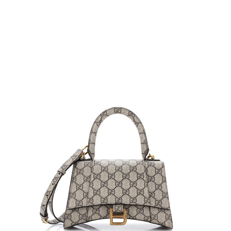 x Balenciaga The Hacker Project Hourglass Top Handle Bag GG Coated Canvas Small