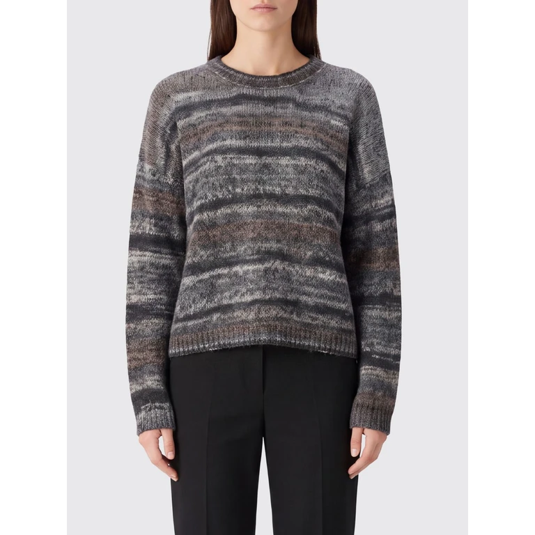 Striped Crewneck Jumper in Alpaca Wool with Dropped Shoulders (263FXB2800109)