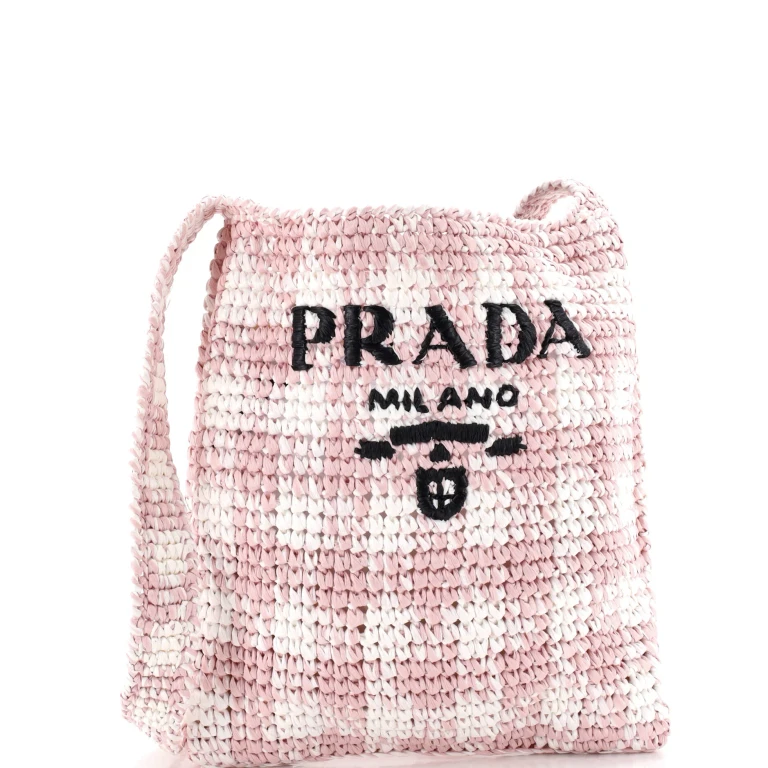 Logo Messenger Bag Printed Raffia Small