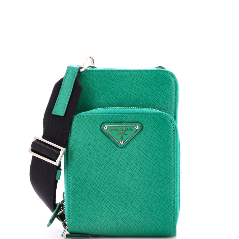 Front Pocket Phone Holder Crossbody Bag Saffiano Leather