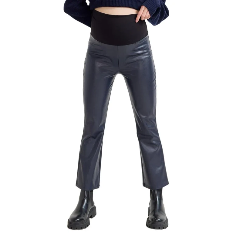 the Vegan Stretch Leather Crop Flare Pant