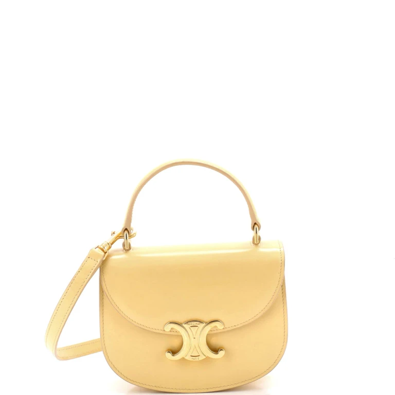 Triomphe Besace Clea Top Handle Flap Bag Leather Mini