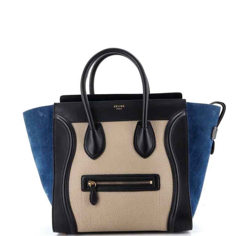 Tricolor Luggage Bag Leather Medium