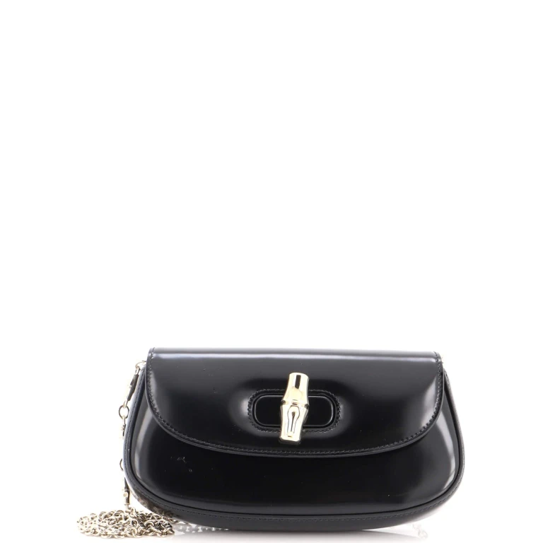 Bamboo Night Chain Clutch Leather Small