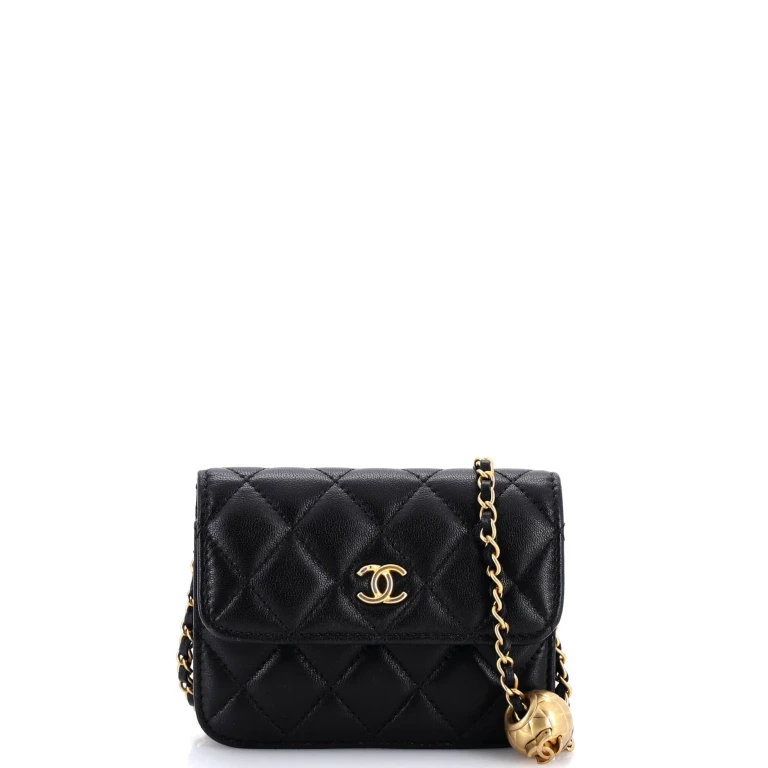Pearl Crush Flap Clutch with Chain Quilted Lambskin Mini