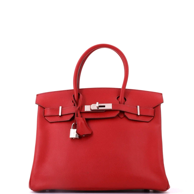 Birkin Handbag Rouge Garance Epsom with Palladium Hardware 30