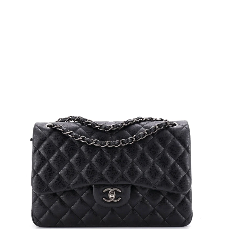 Classic Double Flap Bag Quilted Caviar Jumbo