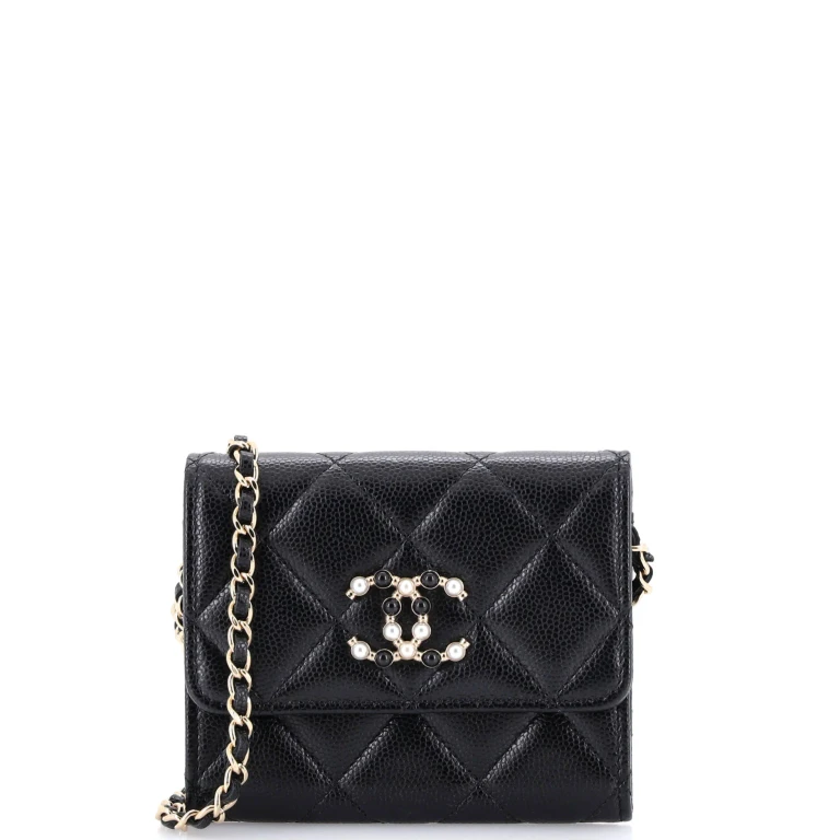 Coco Candy Card Holder on Chain Quilted Caviar