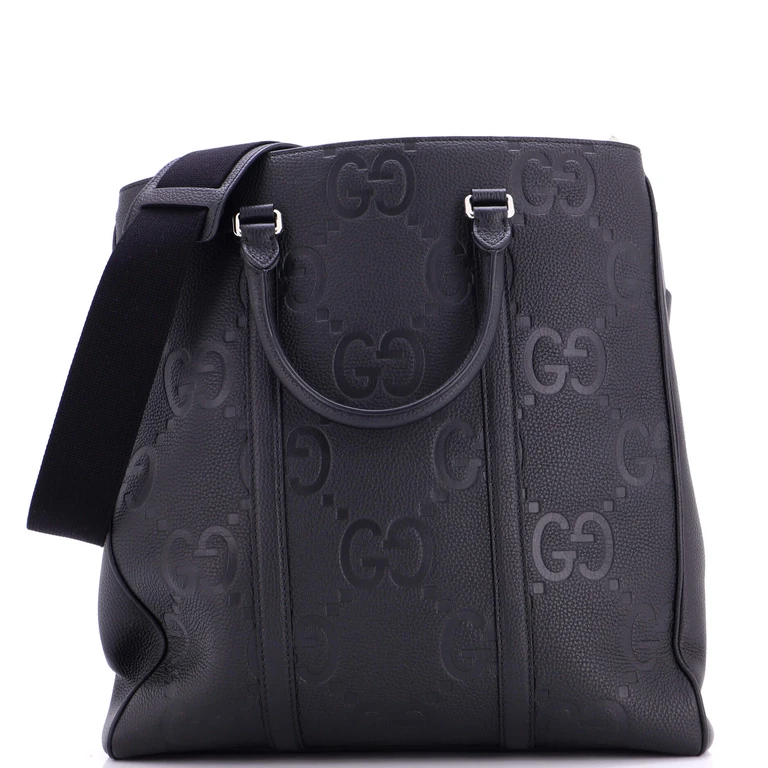 Vertical Structured Top Handle Open Tote Jumbo GG Embossed Leather Medium