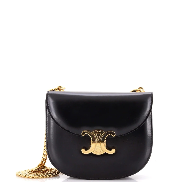 Triomphe Besace Clea Chain Flap Bag Leather