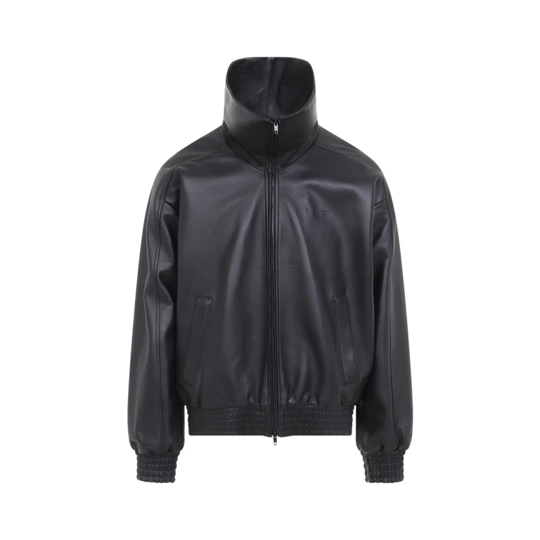 Leather High Collar Tracktop