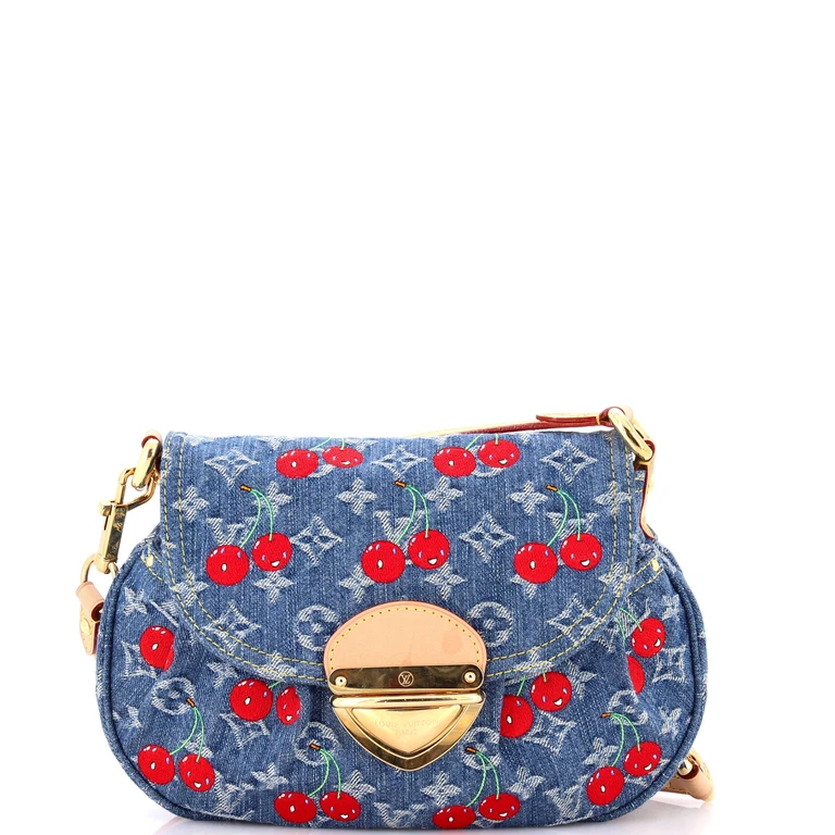 x Takashi Murakami Sunset Handbag Limited Edition Monogram Cerises Denim