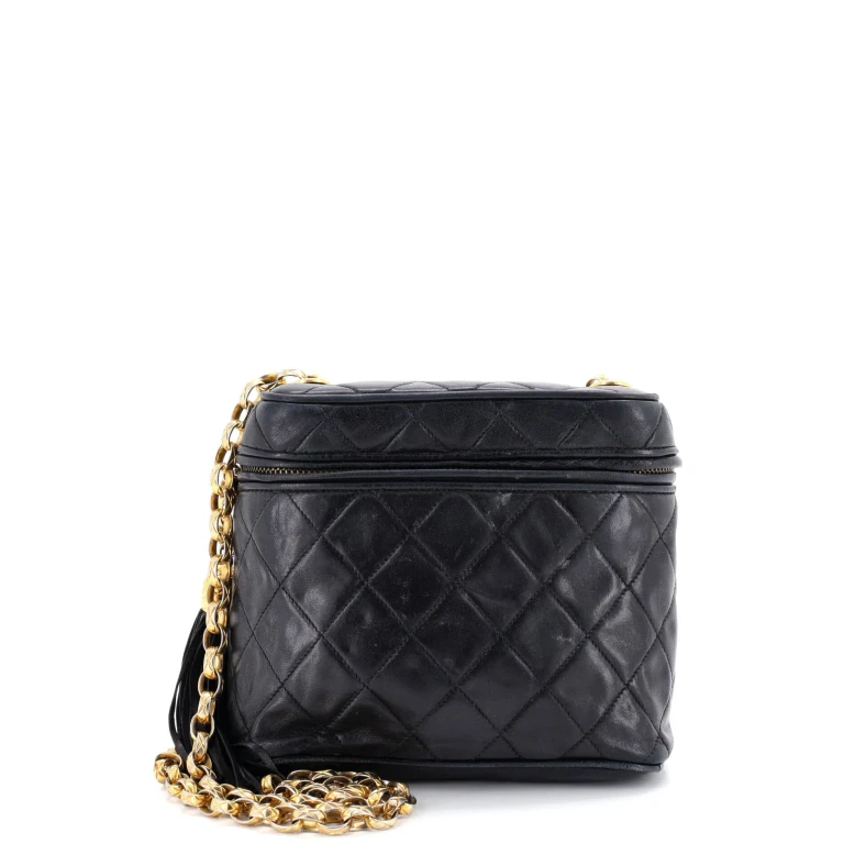 Vintage Box Zip Tassel Bag Quilted Lambskin
