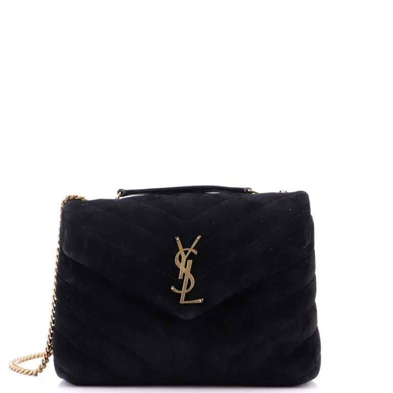 Loulou Shoulder Bag Matelasse Chevron Suede Small