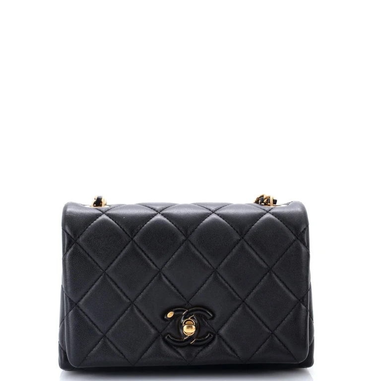 Enamel Multi CC Chain Flap Bag Quilted Lambskin Mini