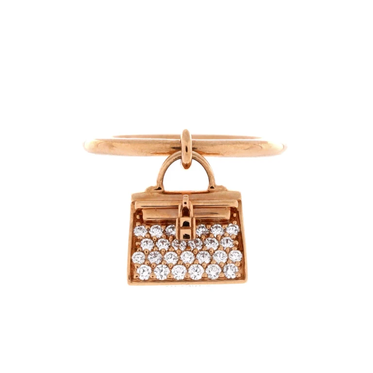 Kelly Amulette Ring 18K Rose Gold with Pave Diamonds