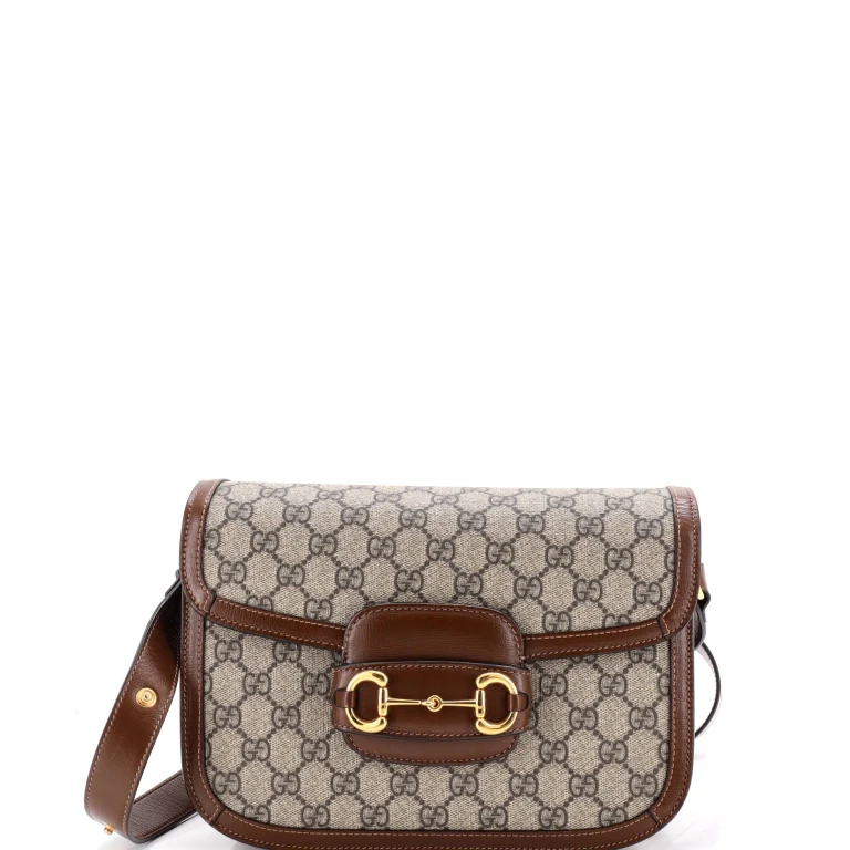 Horsebit 1955 Shoulder Bag GG Coated Canvas with Leather Small