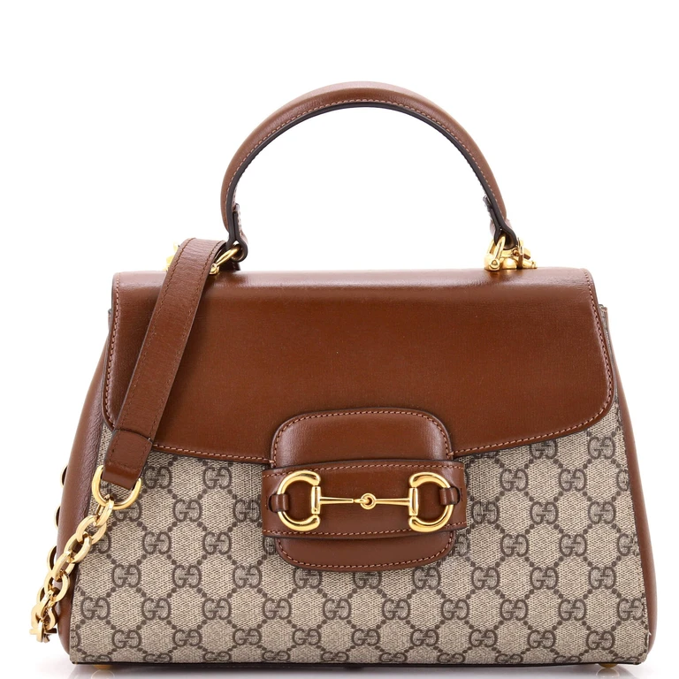 Horsebit 1955 Top Handle Flap Bag GG Coated Canvas and Leather Medium