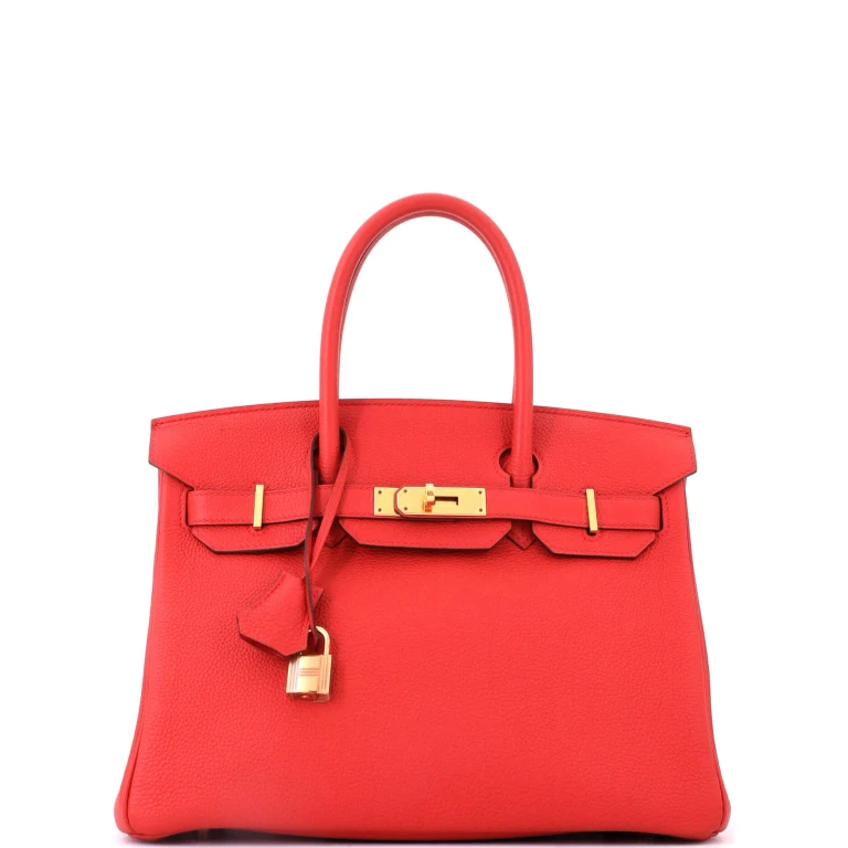 Birkin Handbag Geranium Togo with Gold Hardware 30
