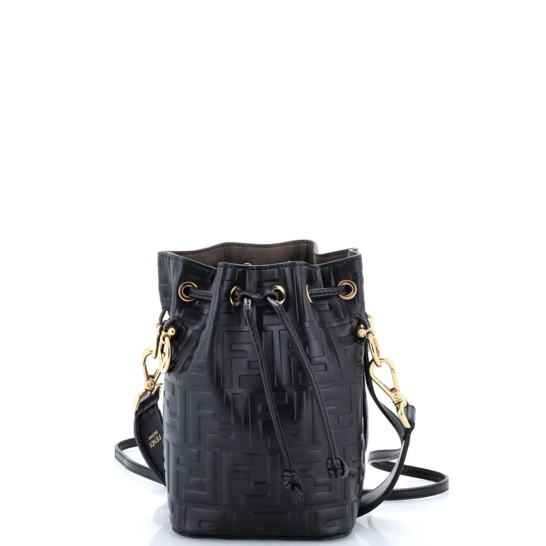 Mon Tresor Bucket Bag Zucca Embossed Leather Mini