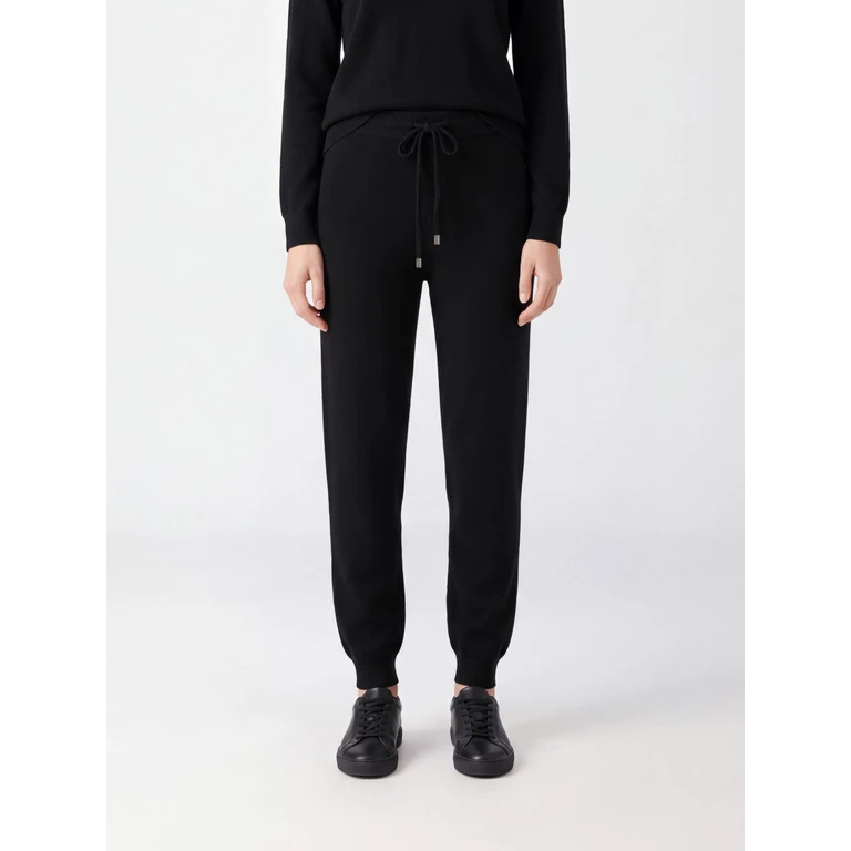 High-Waisted Slim Fit Knit Trousers in Wool and Cashmere (4512152)