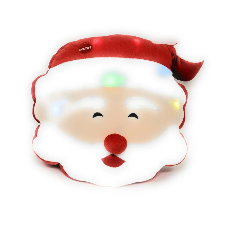 Tache Squishy Light Up Cute Christmas Cheery Santa Microbead LED Throw Pillow