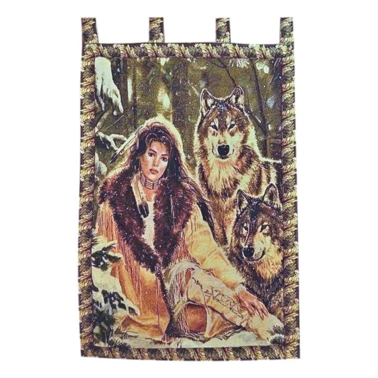 Tache Tapestry Runs With Wolves Native Tribal Wall Hanging 28 x 47 (12082)