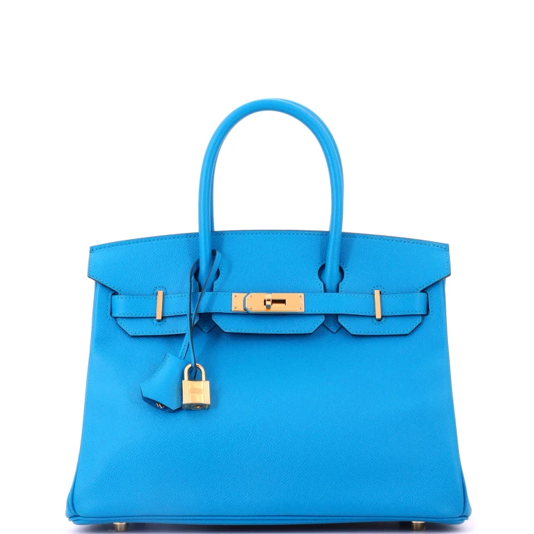 Birkin Handbag Bleu Zanzibar Epsom with Gold Hardware 30