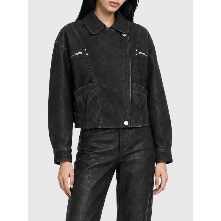 ISABEL MARANT ETOILE Suede Leather Shirt Jacket with Concealed Closure (VE0732FAD3B01E01BK)