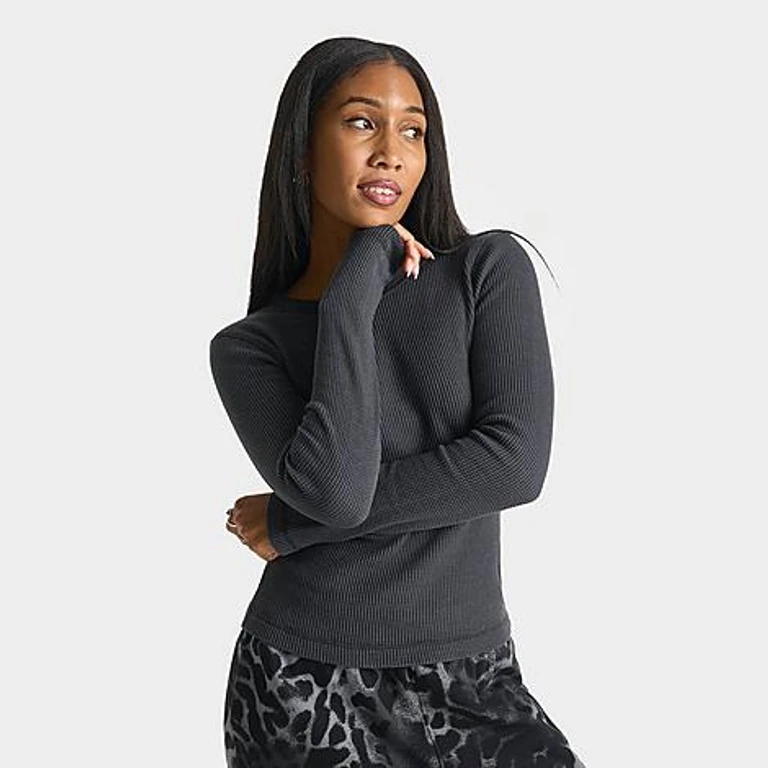 Women's Flight Long-Sleeve Waffle Top in Black Size: XS
