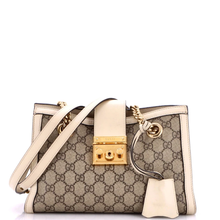 Padlock Chain Tote GG Coated Canvas with Leather Small