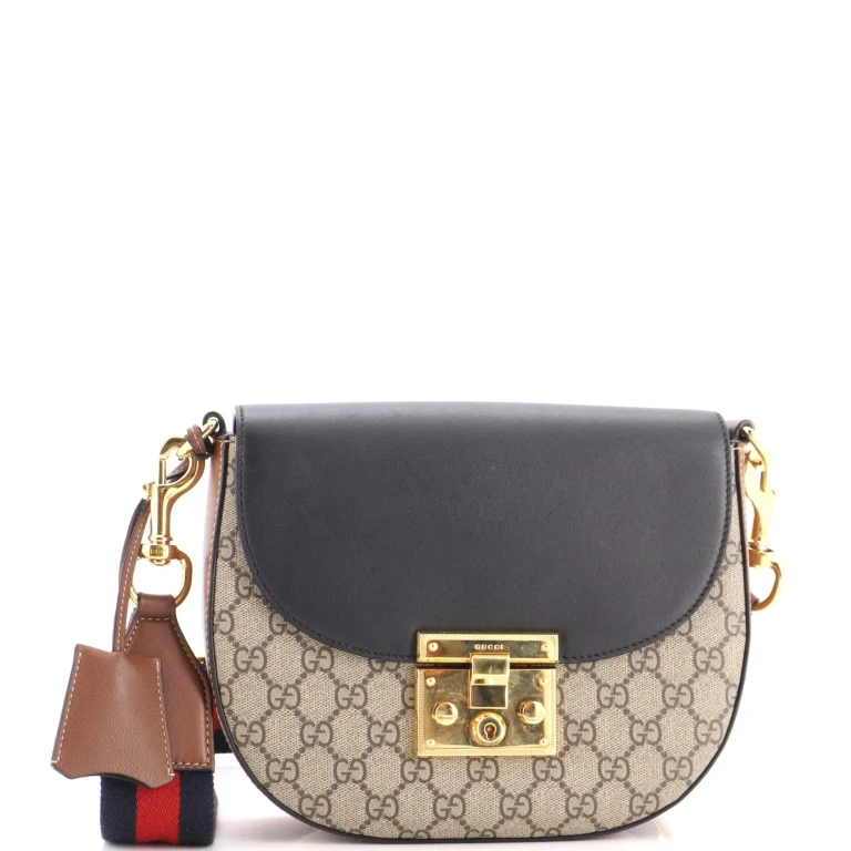 Padlock Saddle Shoulder Bag GG Coated Canvas and Leather Medium