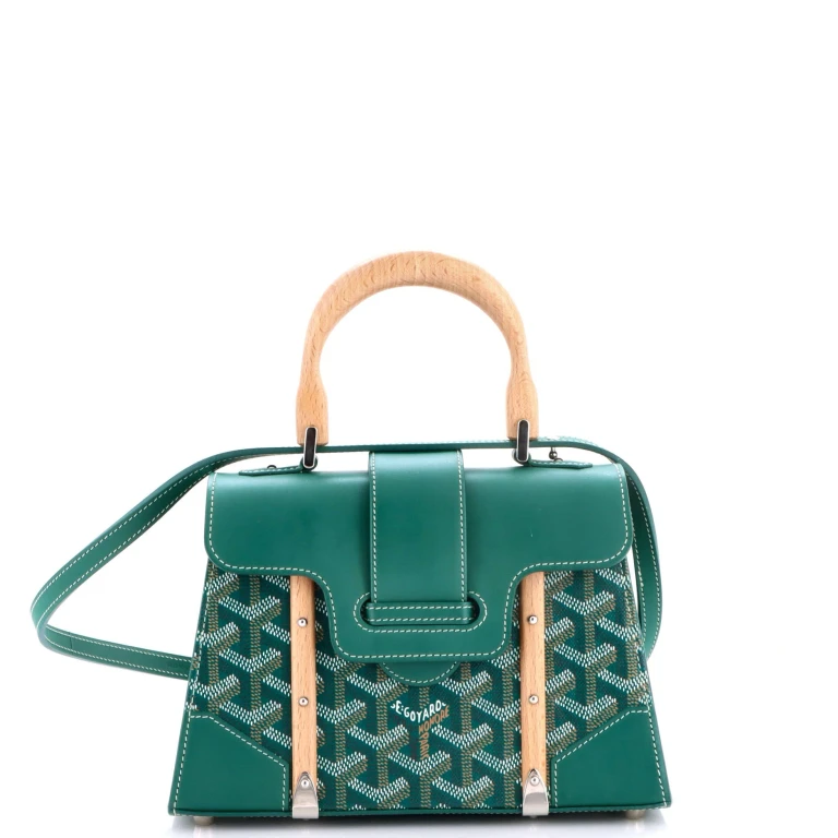 Structured Saigon Top Handle Bag Coated Canvas with Leather Mini