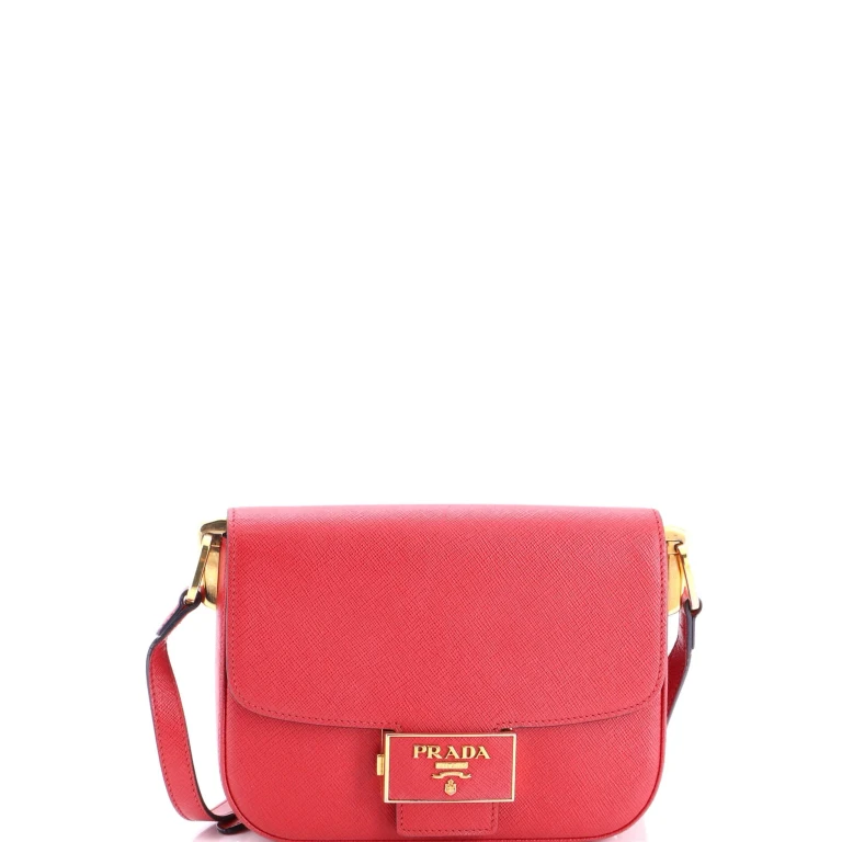 Embleme Flap Bag Saffiano Leather Small