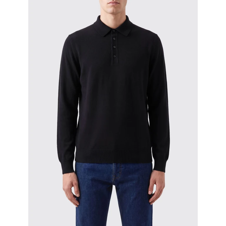 Long-Sleeved Extrafine Merino Wool Knit Polo (402203013)