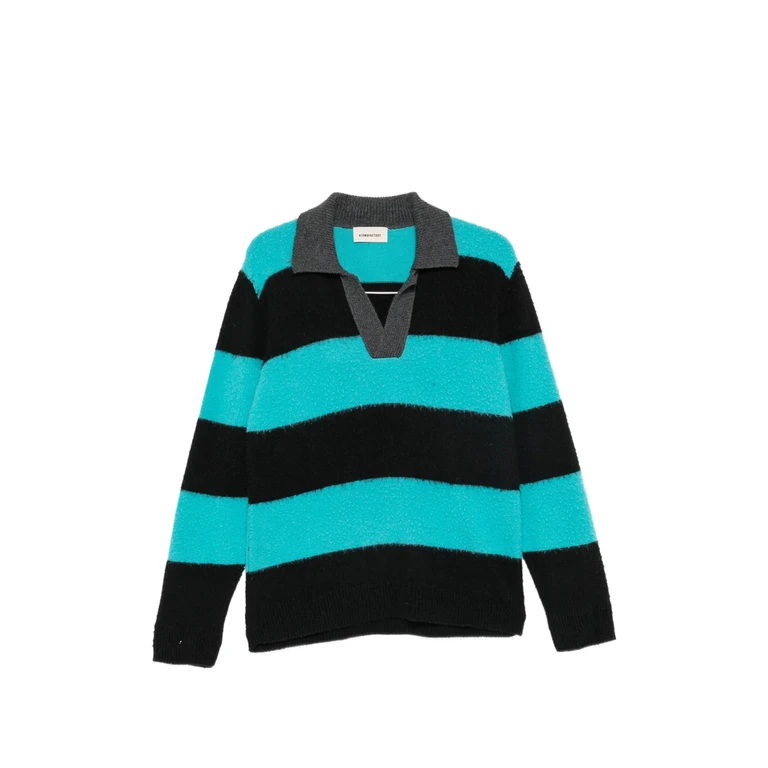 Atomo Factory Horizontal-stripe Spread-collar Polo Shirt