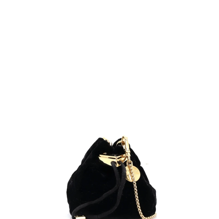 Triangle Logo Drawstring Pouch Bucket Bag Velvet Mini