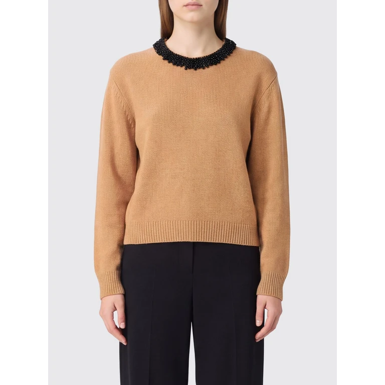 coltrui-vrije crewneck trui van wol en cashmere met kristallen