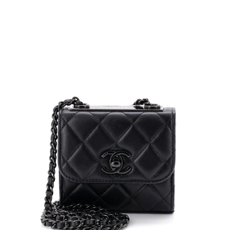 So Black Trendy CC Clutch with Chain Quilted Lambskin Small