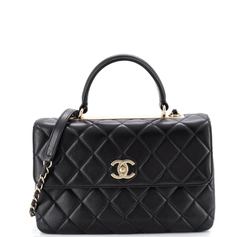 Trendy CC Top Handle Bag Quilted Lambskin Medium
