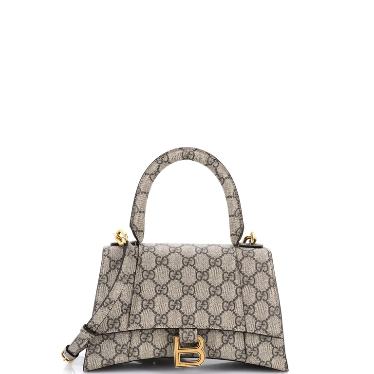 x Balenciaga The Hacker Project Hourglass Top Handle Bag GG Coated Canvas Small