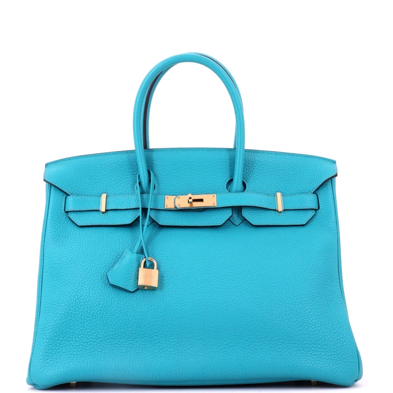 Birkin Handbag Turquoise Togo with Gold Hardware 35