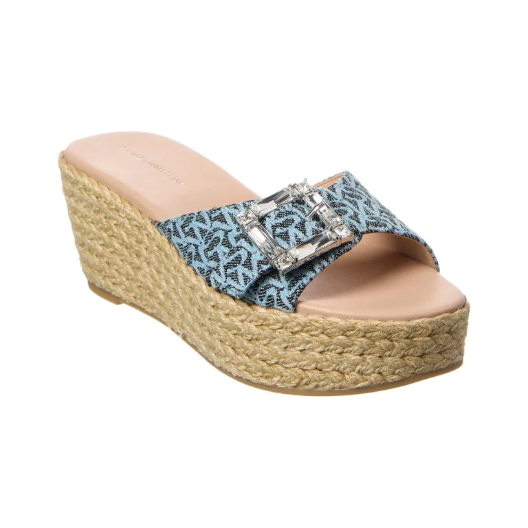 June 75 Leather & Canvas Wedge Slide