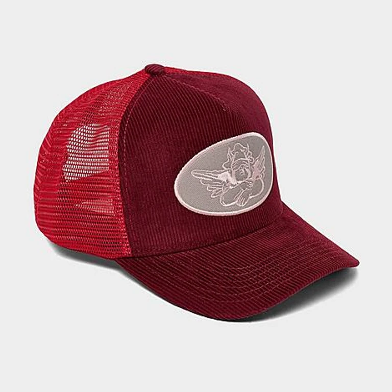 Women's Merlot Corduroy Trucker Hat in Maroon/Pink