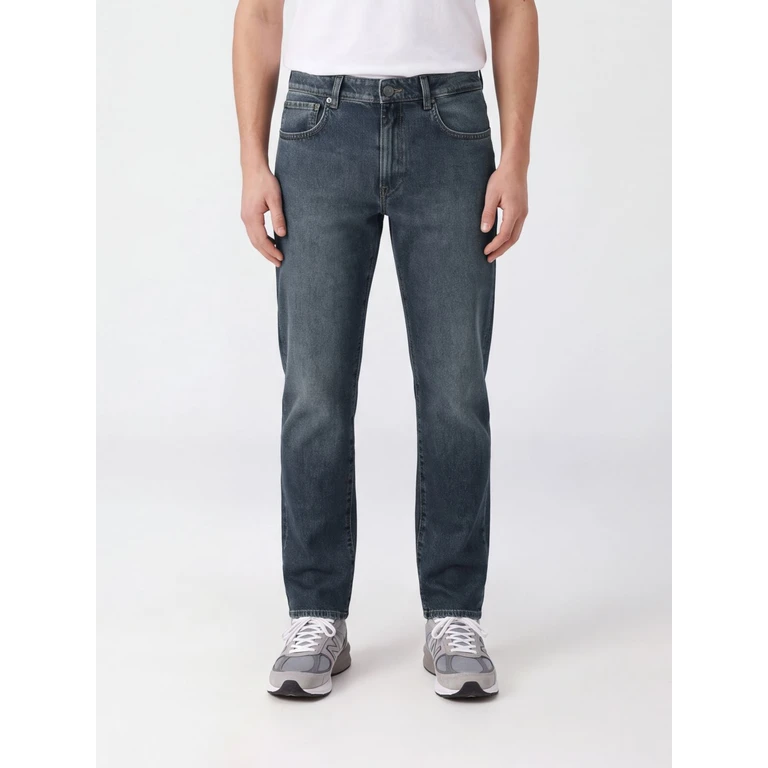 Straight Leg Five-Pocket Denim Jeans with a Mid-Rise Waist (BS007L2642BW02A)