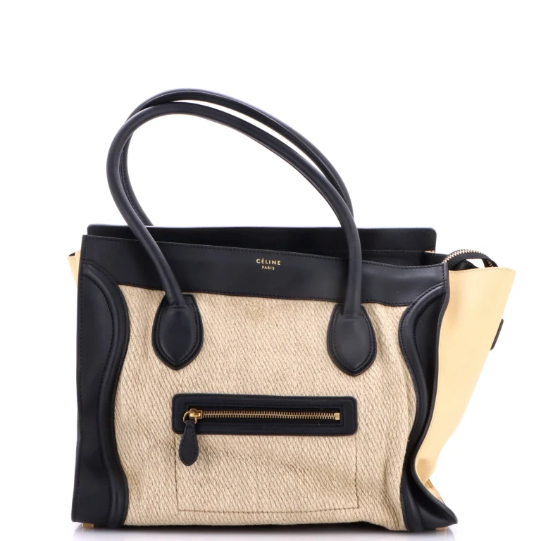 Tricolor Shoulder Luggage Bag Canvas and Leather