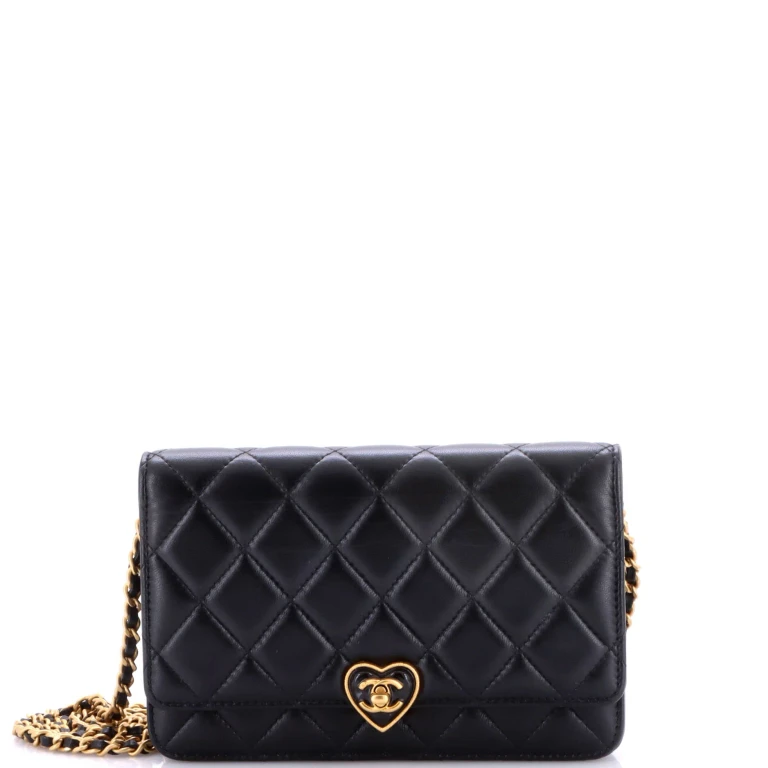 Coco Love CC Heart Wallet on Chain Quilted Lambskin