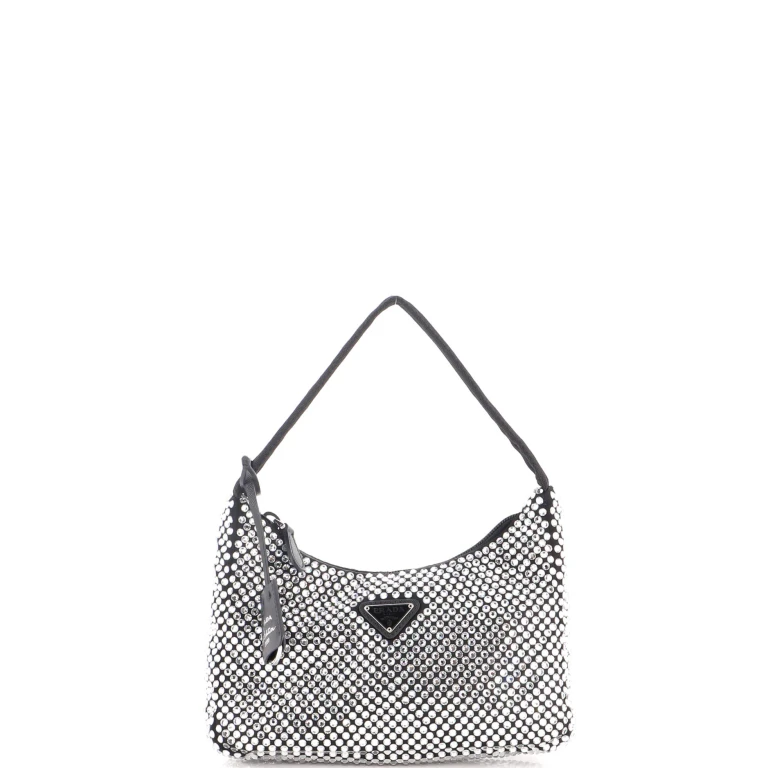 Re-Edition 2000 Hobo Crystal Embellished Satin Mini